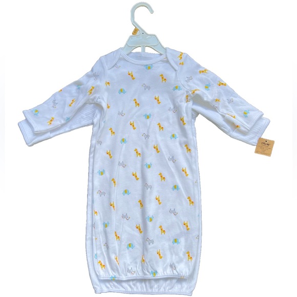 Little Me 0-3 Mons 2 Piece Safari Baby Sleep Gown Set | New w/ Tags | GOTS Cert. - Picture 2 of 7